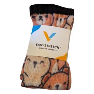 Viasox Easystretch Diabetic Compression Socks Large L Non-Binding Bear Pattern
